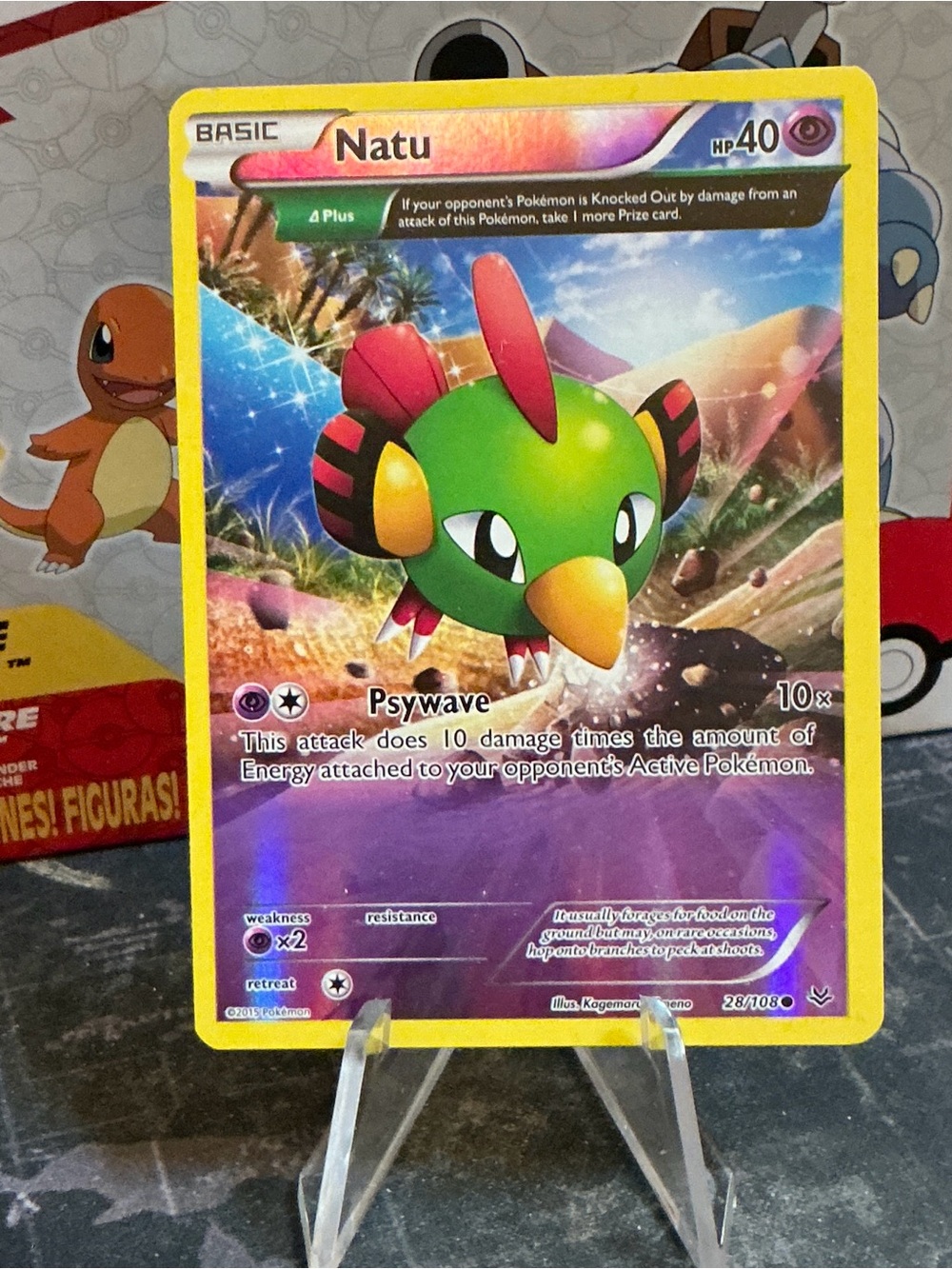 Pokemon Vintage Natu Card - Reverse Holo Delta Roaring Skies XY